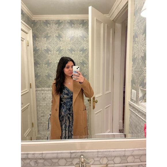 RENE RUIZ COLLECTION Blue Gold Swirled Floral Flowing Tiered Boho Maxi Dress 12 - Picture 5 of 16